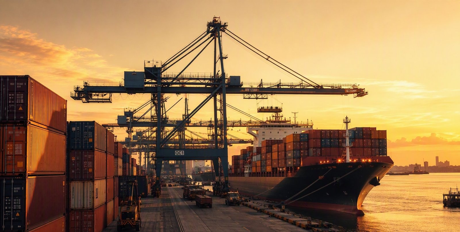 Shipping Container Port Crane Backdrop